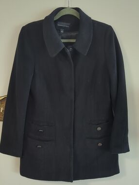 Banana Republic Women's Black Wool Blend Single-Breasted Coat